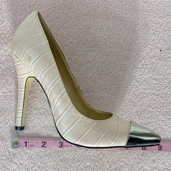 Attitude By Jay Manuel Pink Faux Reptile Leather Pumps With Chrome Toes 7 - Picture 11 of 12